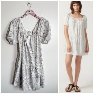 NWT SELF CONTRAST Claudia Mini Dress White Gray Polka Dot S Small